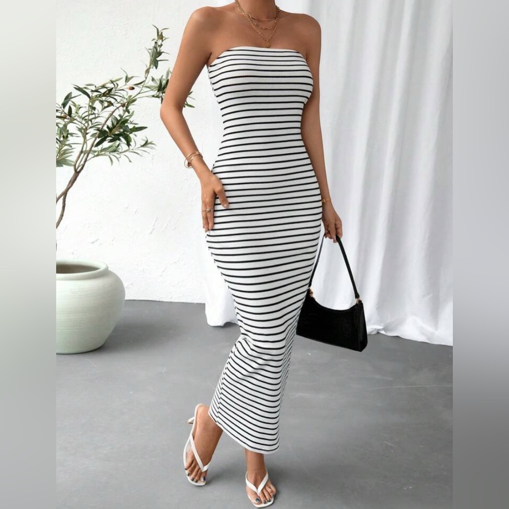 Black and White Striped Dress